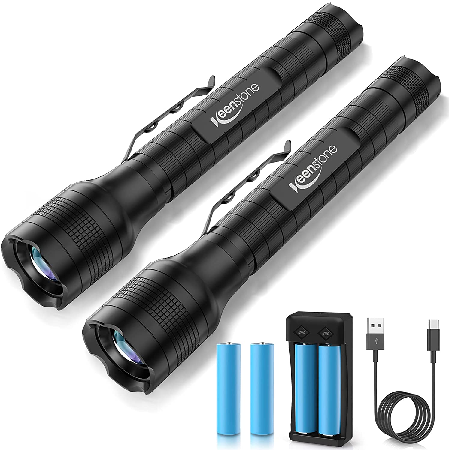 2 Pack Tactical Flashlights Torch, Military Grade 5 Modes 3000 High Lumens  Led Waterproof Handheld Flashlight for Camping Biking Hiking Outdoor Home